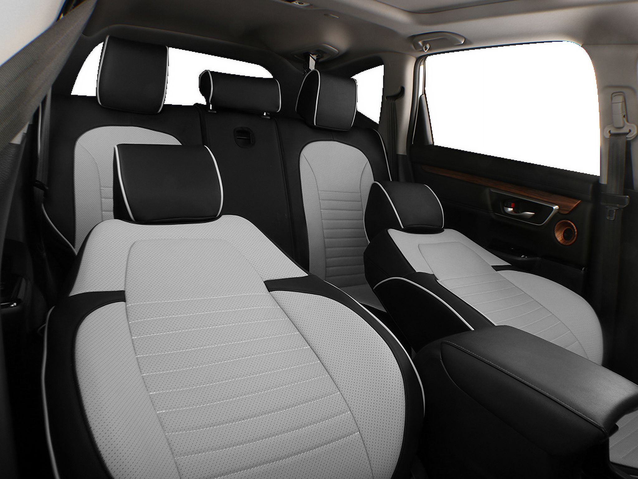 EKR CRV Seat Covers Custom Fit for Honda CRV 2015 2016 Full Set Car Seat Cover for SUV, Leather Truck Seat Protectors,Faux Leather Black/Gray