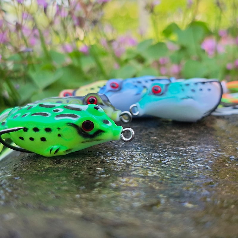 10PC Fishing Lures Jigs Frog Set Long Casting Heavy Grass Carp Fishing Gear Frog Snakehead Fish Baits Green Blue