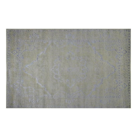 Emblem 12 5.0X8.0 Silver Knotted Wool & Viscose Area Rug