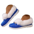 thumbnail image 6 of Women's Cozy Furry Slip on Boots Winter Warm Plush Lined Walking Loafers Suede Warm Cozy Flat Mules Shoes Blue Size 6, 6 of 6