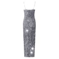 thumbnail image 5 of WEAIXIMIUNG Carnaval Femme Décolleté Profond Paillettes Portefeuille Froncé Sans Manches Robe de Soirée de Boîte de Nuit, 5 of 5