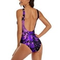 thumbnail image 4 of Neon Paint Print Swimsuit Sexy Purple Splatters One Piece Swimwear Push Up Swimsuits Vintage Holiday Swim Monokini, 4 of 7