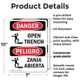 thumbnail image 2 of (2 Pack) Open Trench OSHA Danger Sign 7 Inch X 10 Inch Plastic Sign, Weather Resistant, UV Protected for Workplace, Business, and Construction Site, Made in the USA, 2 of 8