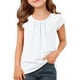 thumbnail image 1 of Camiseta plisada de cuello redondo y manga corta de color liso para niños de primavera y verano, top de poliéster para niños., 1 of 7