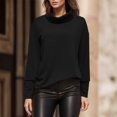thumbnail image 2 of Gibobby Sueteres Para Mujeres Calientitos Suéter de cuello casual de moda para mujer con de punto con hombros(Negro,G), 2 of 4