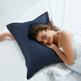 thumbnail image 3 of PiccoCasa Soft 1800 Microfiber Oxford Pillowcases 2Pcs, Queen Navy Blue, 3 of 7