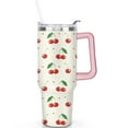 thumbnail image 2 of 40oz Red Cherry Fruit Pattern Stainless Steel Flip Straw Tumbler Spill Proof Travel Cup Double Wall Vacuum Insulated Coffee Mug with Top Handle, 2 of 6