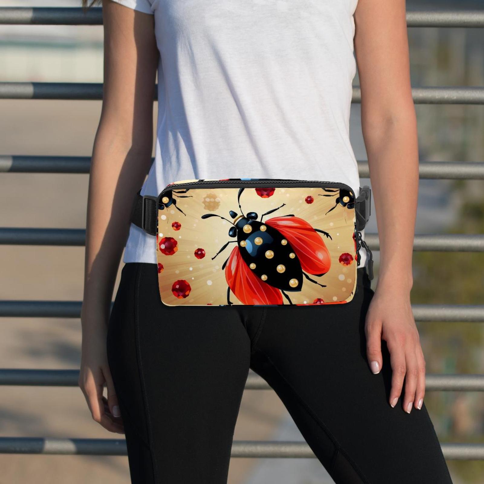 Coccinella septempunctata Cross Body Bag Waist Packs Fanny Pack Lightweight Adjustable Extension Strap Unisex