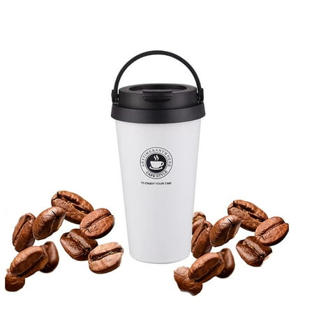 

Mduoduo Reusable Stainless Steel Mug Coffee Travel Mug with Leak-proof Lid Walled Insulated Cup White