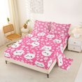 thumbnail image 2 of Homewish Lovely Cat Animal Queen Sheets,Kawaii Pet Paws Queen Sheet Sets,White Pink,4-Piece,1 Flat Sheet, 1 Fitted Sheet and 2 Pillowcases, 2 of 6