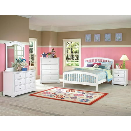Full Slat Bedroom - Beatrice Youth 4 Piece Full Slat Bedroom Set in White Finish