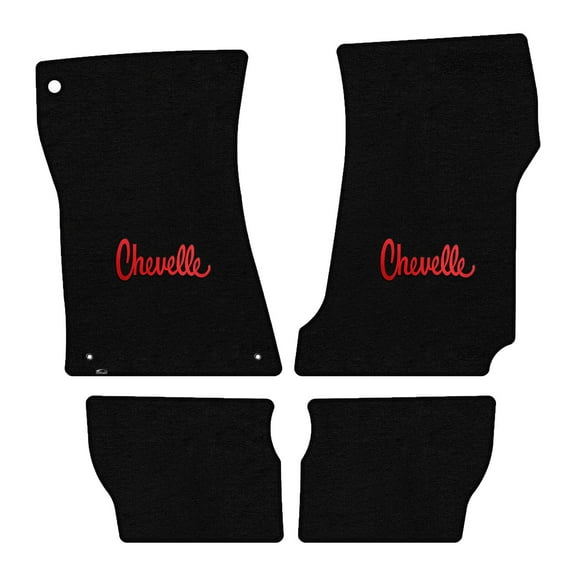 Lloyd Mats LogoMat 4PC Premium Carpet Floor Mats for 1970-1972 Chevrolet Chevelle 2-Door, Black