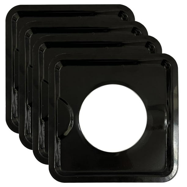 4 Pk Drip Pan Black Square 7.5" Gas Burner Bib Liners Covers Reusable