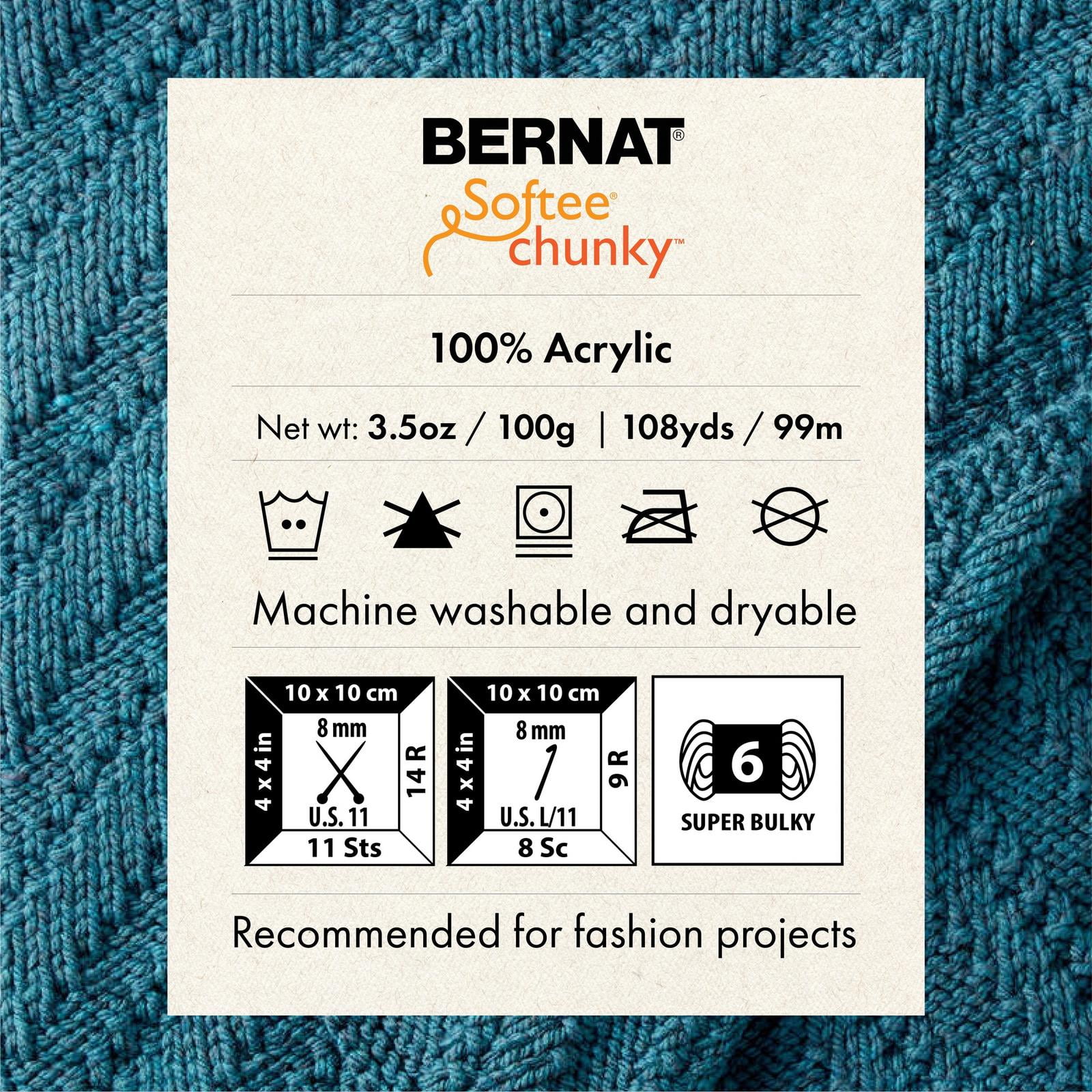 Bernat® Softee® Chunky™ Yarn, Acrylic #6 Super Bulky, 3.5oz/100g, 108 Yards, Acrylic #6 Super Bulky Yarn
