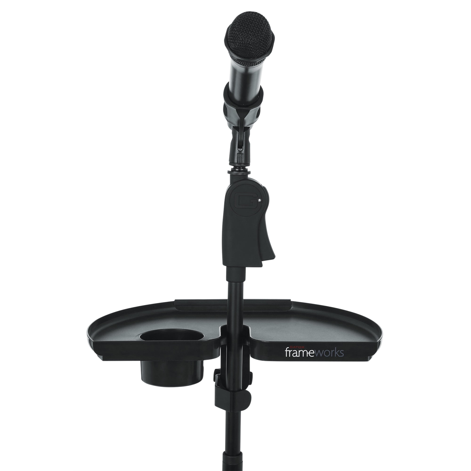 Gator GFW-MICACCTRAY Frameworks Extra Large Microphone Stand Accessory Tray with Drink Holder and Guitar Pick Tab