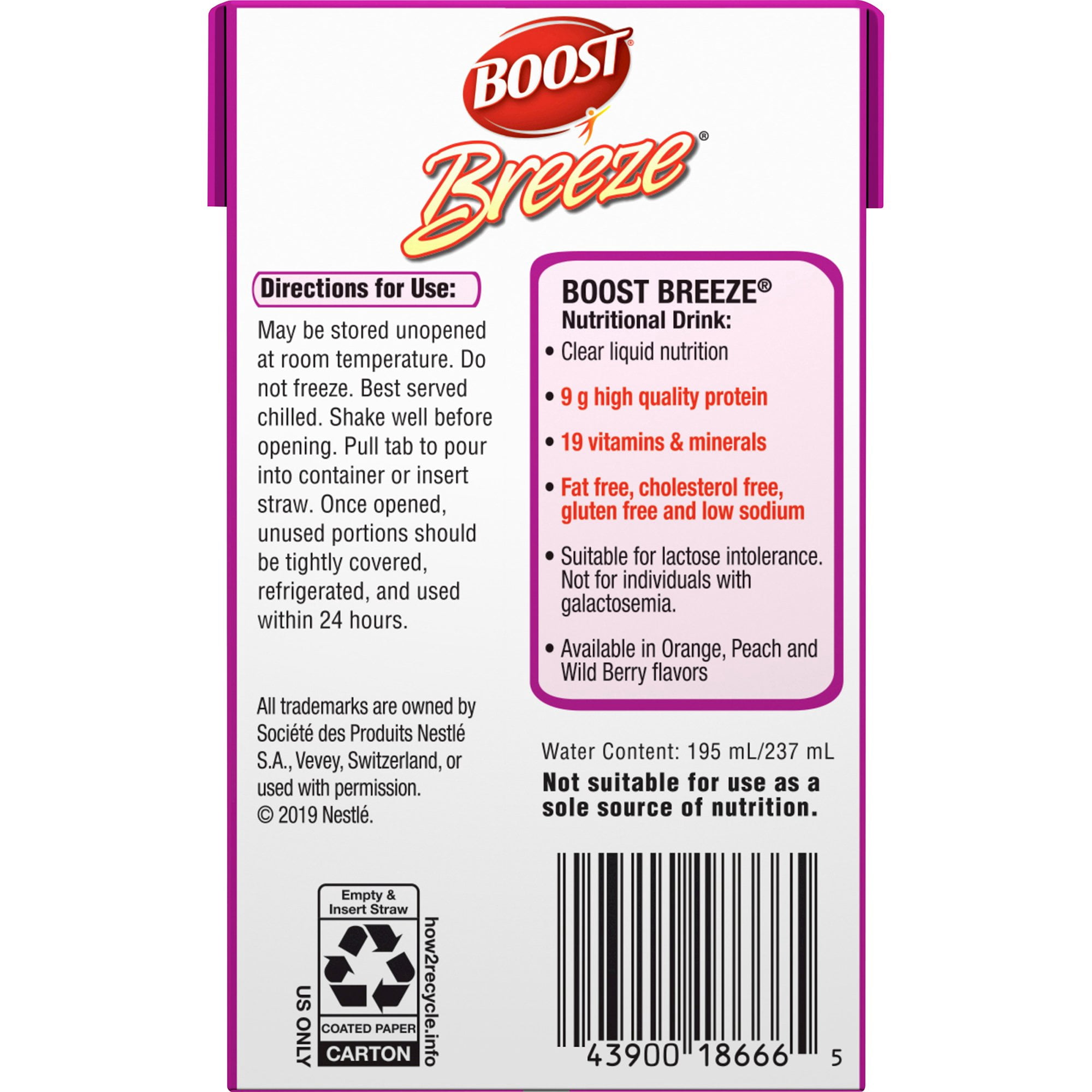 Nestle Resource Breeze Liquid Nutrition, 8 oz