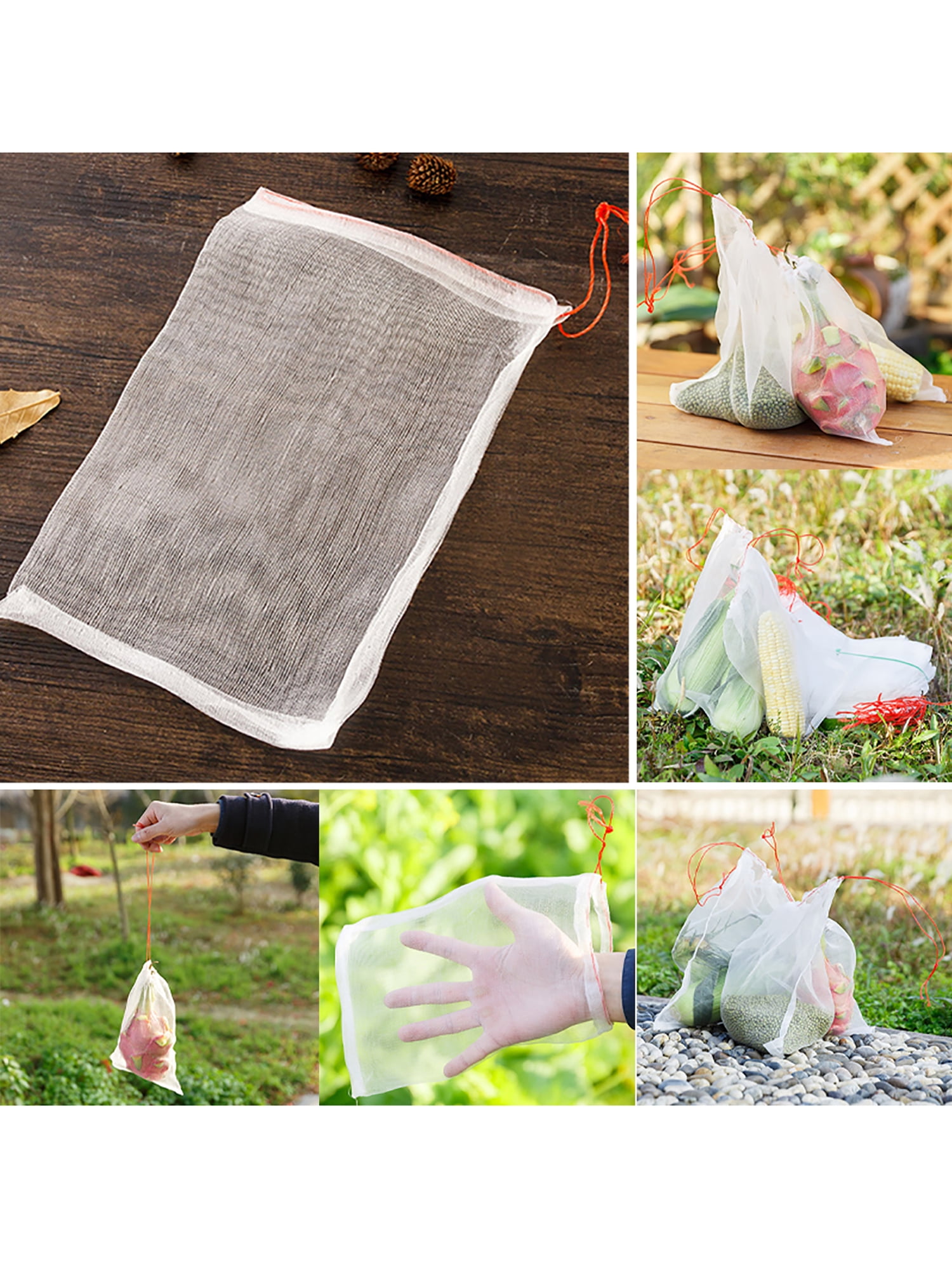 50/100pcs Garden Plant Fruit Protect Drawstring Net Bag Against Insect Pest Bird