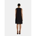 thumbnail image 2 of Time and Tru Women's Tunic Casual Sleeveless Double Cloth Dress, Black, Size M, 2 of 4