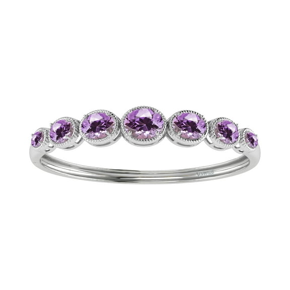 V3 Jewelry® 925 Sterling Silver with Natural Amethyst Link Bangle Bracelet