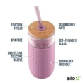 thumbnail image 2 of Vaso de vidrio Ello Devon 530 ml con tapa de paja de bambú, color malva, 2 of 7