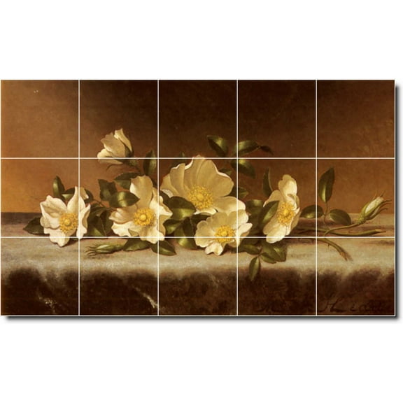Ceramic Tile Mural-Martin Heade Flowers Bathroom Tile Mural 12. 21.25" w x 12.75" h using (15) 4.25 x 4.25 ceramic tiles
