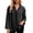 Black, variant on Women's Linen Ruffle Trim Blouse Boxy Summer Long Sleeve V Neck Tunics Roomy Solid Color Cotton Linen Tops