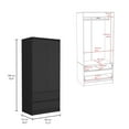 thumbnail image 3 of Newboti Furniture Austin 2 Drawers Armoire, Double Door, Hanging Rod -Black 0008, 3 of 7