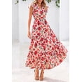 thumbnail image 3 of Vestido midi PRETTYGARDEN 2025 con estampado floral con cuello en V y volantes para mujer, 3 of 9