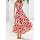 thumbnail image 3 of Vestido midi PRETTYGARDEN 2025 con estampado floral con cuello en V y volantes para mujer, 3 of 9
