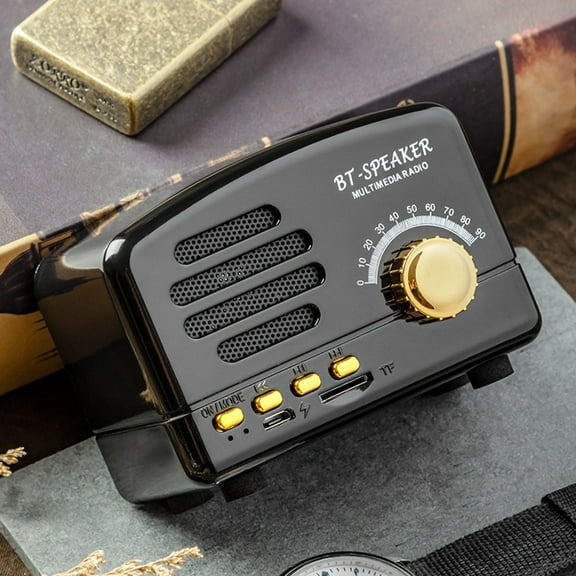 Wireless Bluetooth Speaker BT01 Portable Vintage Mini Stereo Powerful Sound 1200mAh Subwoofer 5 Hour Playtime Hands-Free Call FM Radio TF Card USB Rechargeable for Home Travel Outdoor