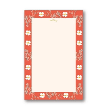 Floral Memo Pad, To Do List, 70 Sheets, 4.25x6.5, Orange Flower Notepad, Stationery Gift for Her, Office List Pad, Cute Writing Pad