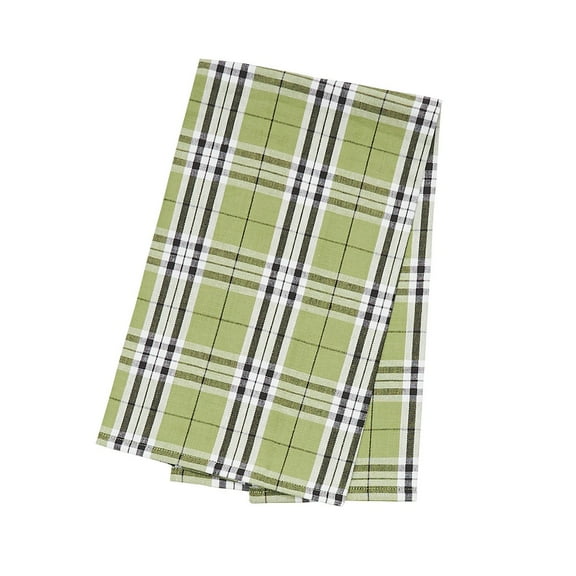 Max Plaid Tarragon Plaid Woven Cotton Kitchen Towel