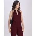 thumbnail image 4 of Moomaya Women's Halter Neck Co-Ord Set | 2-Piece Sleeveless Top & Palazzo Pants | Crinkle Rayon Chic Loungewear With Pockets | Casual Summer Outfit, 4 of 8