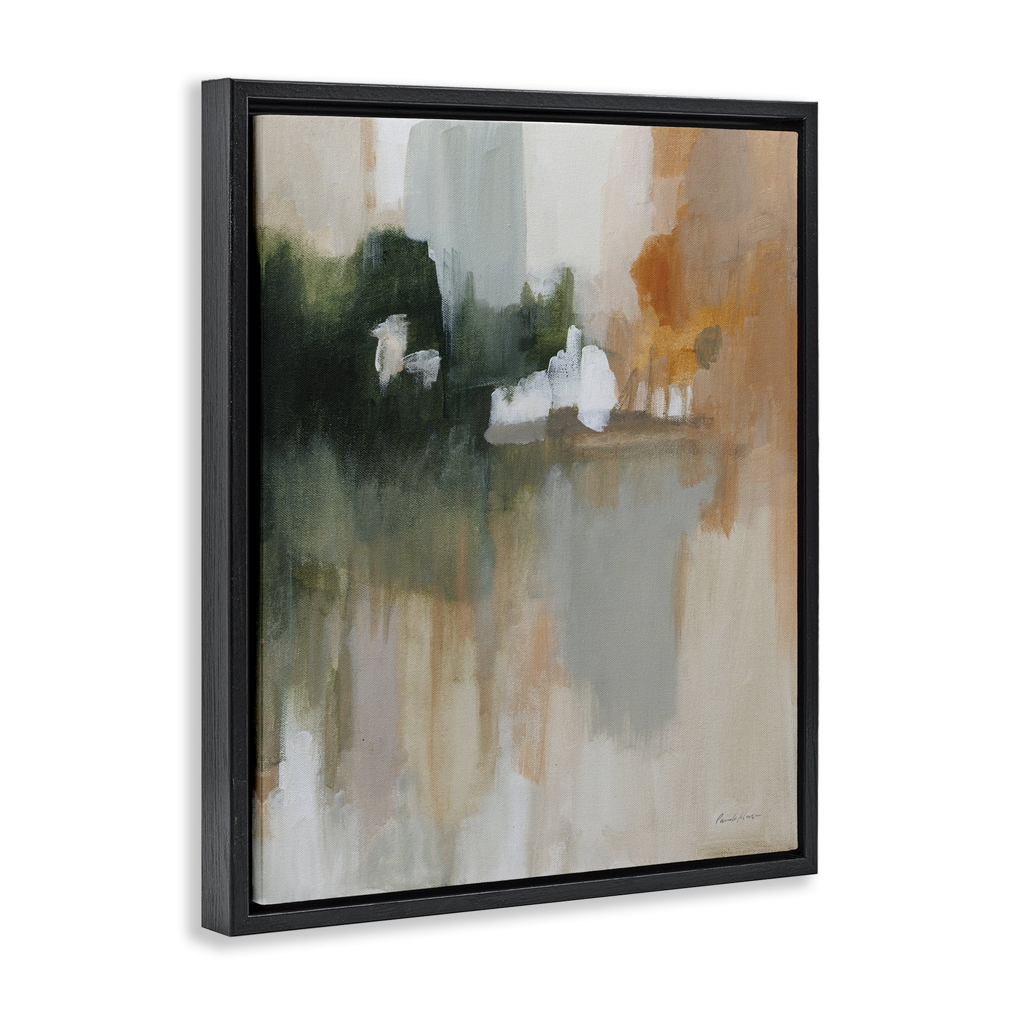 Stupell Industries Forest Secrets Abstraction Abstract Painting Black Floater Framed Canvas Art Print Wall Art, 25 x 31