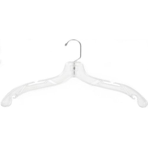 17" NAHANCO 505 Plastic Dress Hanger Pack of 100 Clear Middle Heavy Weight 