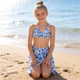 thumbnail image 2 of Girls Swimsuits with Cover Up Skirt 3 Piece Halter Triangle Bathing Suits Bikini Set for Size 8-12, 2 of 7