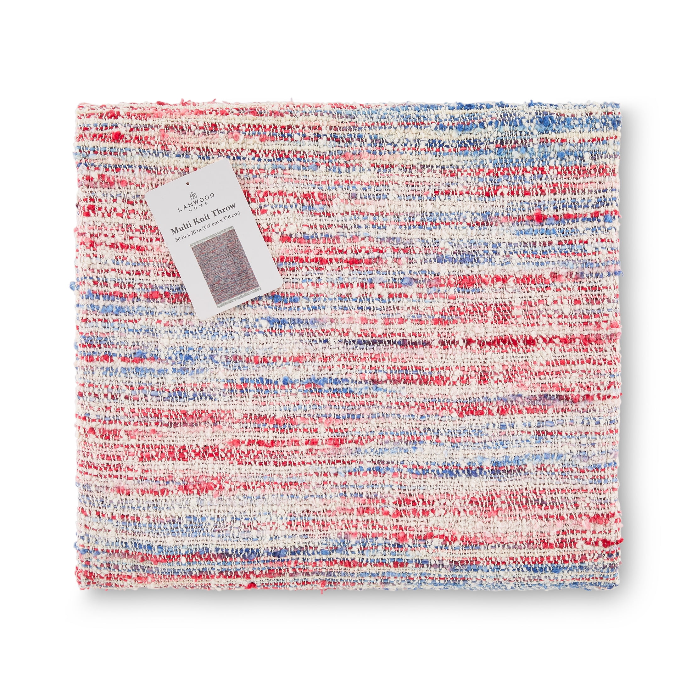 Lanwood Home Americana summer Knitted Throw Blanket, USA American Flag Oversize Throw, Abstract Stripe