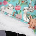 thumbnail image 3 of Oversized Wearable Blanket Hoodie,Bichon Dog Blue Florals Sherpa Blanket Hoodie with Super Pockets,Super Warm Fuzzy Pullover for Women & Men, 3 of 6