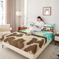 thumbnail image 4 of Manfei Teens Adults Cow Print 4 Pieces Queen Sheet Sets,Bohemian Damask Ultra Soft Flat Sheet,Western Theme Queen Fitted Sheet,Lightweight Room Decor, 4 of 7
