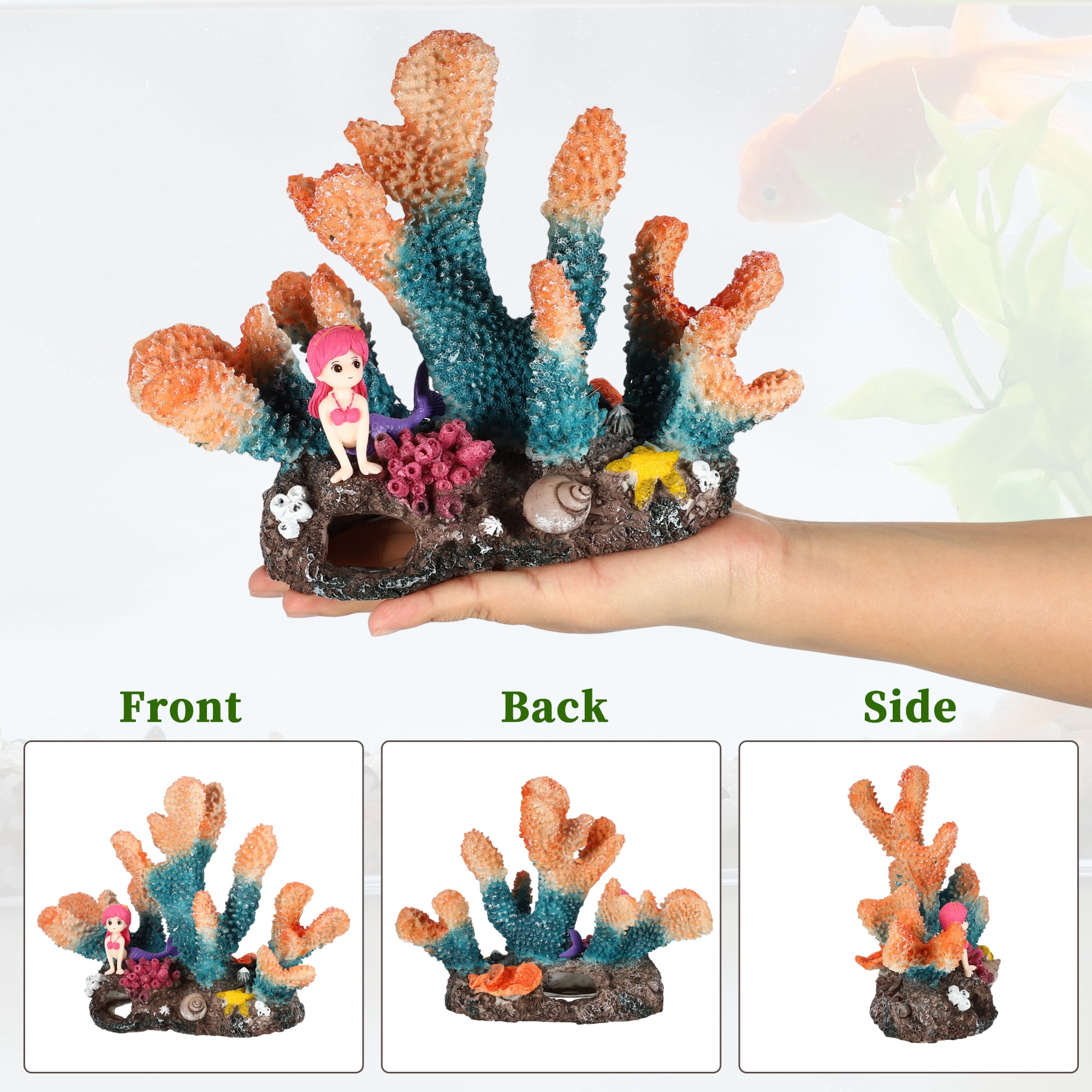 Unique Bargains Aquarium Coral Reef Decor Artificial Coral Reef Decor for Goldfish Fish Tank 8.46"x3.15"x6.10" Orange