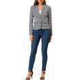 thumbnail image 3 of INSPIRE CHIC Women's Notched Lapel Long Sleeves Button Striped Blazer XS White Navy, 3 of 9