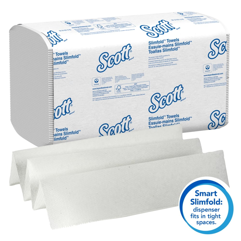 Scott Slimfold* Towel, 04442 White, 11.6" Length x 7.5" Width | 24 Packs/Case