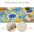 thumbnail image 5 of Lemon Floral Table Runner, Italian Navy Blue Tile Burlap Watercolor Lemon Flower Summer Fruit Dinner Table Runners Farmhouse Coffee Table Home Kitchen Dresser Decor for Party Holiday 13"x70", 5 of 6