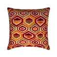 thumbnail image 1 of Decorative Red Orange 16"x16" (40x40 cm) Throw Pillows, Velvet Ikat, Dyed Printed Throw Pillows For Couch, Abstract Pattern Contemporary Style Halloween Decorations - Surya, 1 of 3