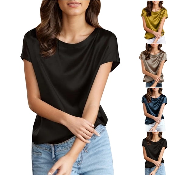 Dgankt Womens Tops Classic Solid Crew Neck Short Sleeve Casual Everyday Basic Tee,Sizes S-3XL