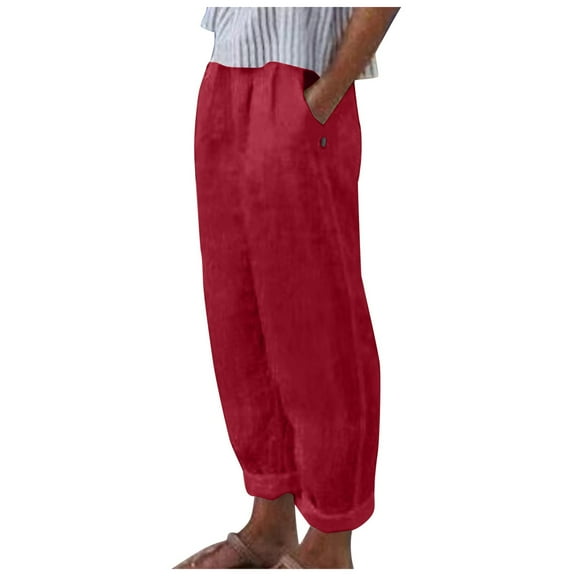 EDFBUYKRS Female Women Pants Casual Sweatpants for Women Petite Xs Women's Casual Pants Side Button Fashion Pants Loose Elastic Waist Straight Comfort Pants with Pockets Xxl