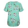 thumbnail image 6 of Vivianyo HD Women Top Clothes Plus Size Women's Crew-Neck Short Sleeve Print Tops Hide Belly Tunic Shirts Dressy Casual Flowy Blouse Flash Picks Mint Green, 6 of 6