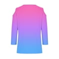 thumbnail image 5 of cfhntfmh 3/4 Sleeve Tops for Women Fashion Cold-Shoulder V Neck Printed T-Shirts Fall Lounge Solid Color Basic Vacation Shirts, 5 of 5