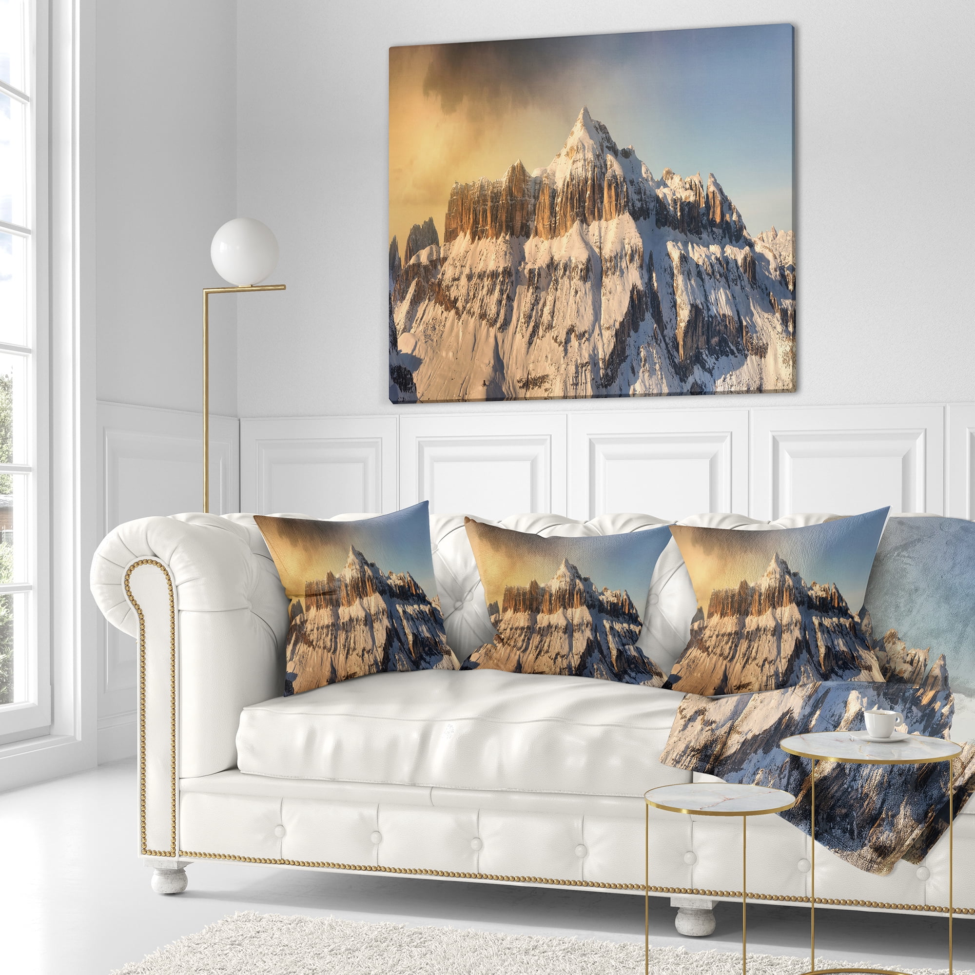 Designart Dramatic Overcast Sky over Alps - Landscape Printed Throw Pillow - 18x18