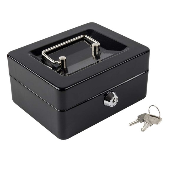 Kyodoled Boîte à Billets avec Plateau à Argent, Petite Serrure de Sécurité avec Clé, Tiroir à Billets, 5,91 Pouces x 4,72 Pouces x 3,15 Pouces Noir Petit